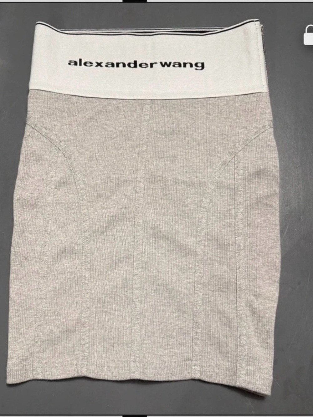 Alexander Wang Cream and Light Gray Ribbed High-Rise Pencil Skirt